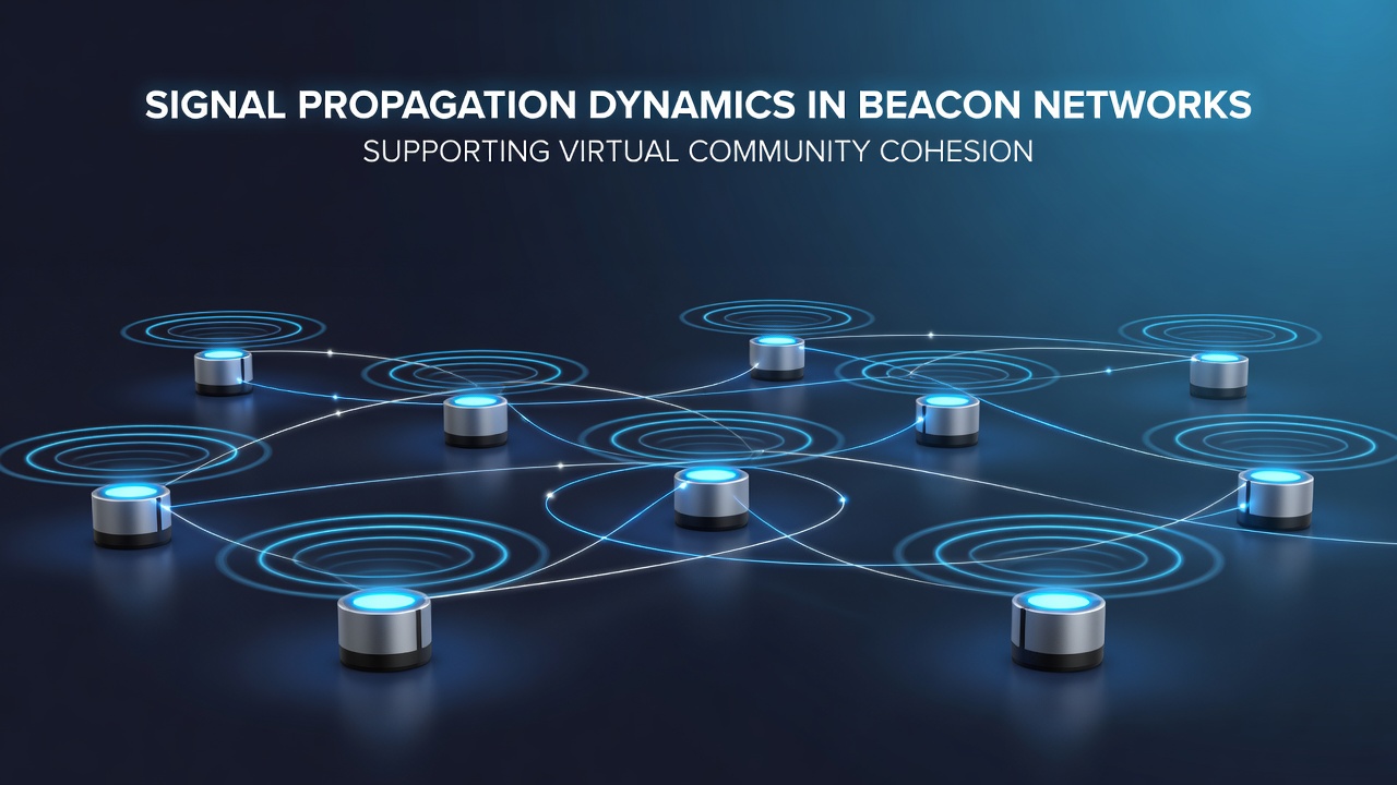 Signal Propagation Dynamics in Beacon Networks Supporting Virtual Community Cohesion